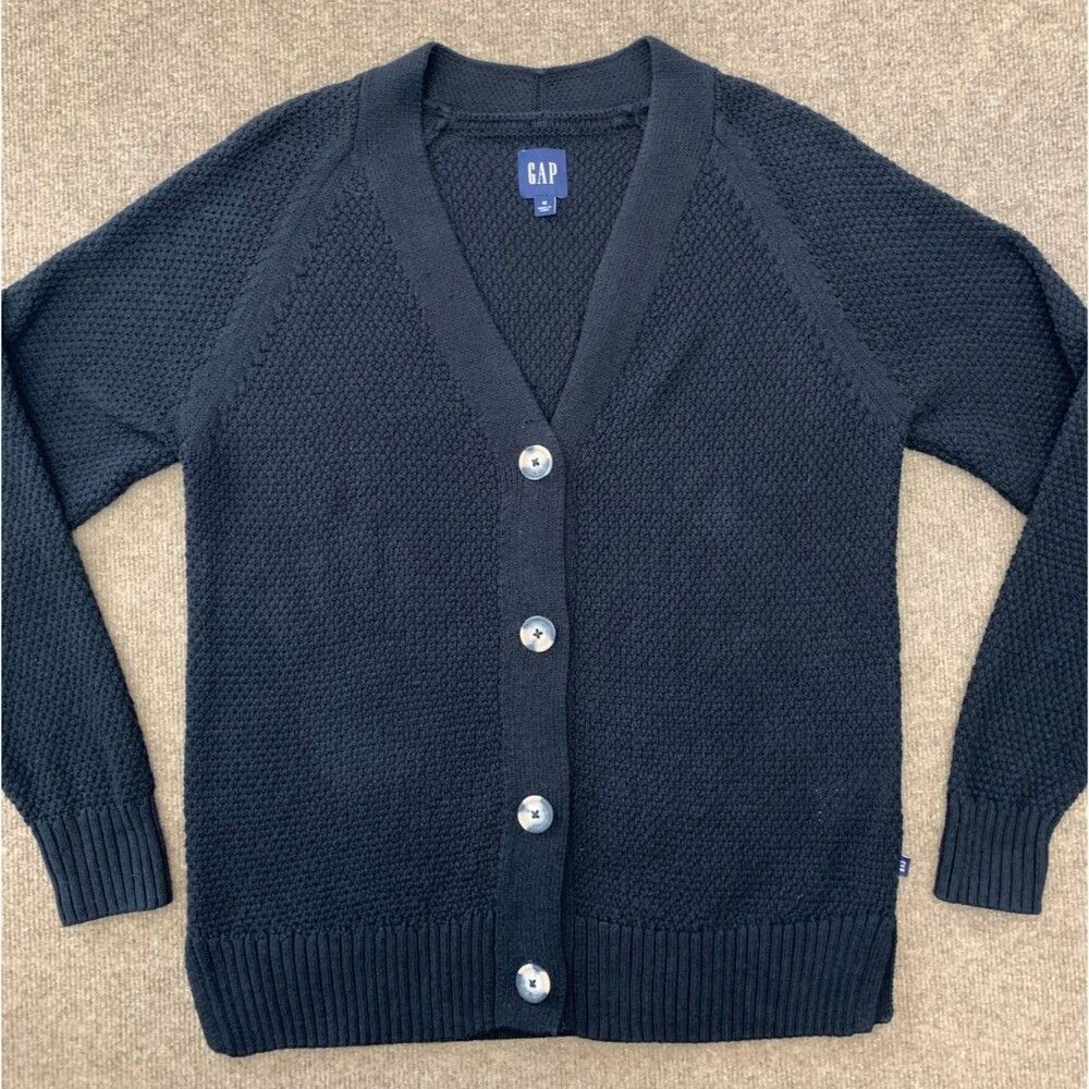 Gap Sweater Womens XS Cardigan Textured Knit Oversized Preppy Button-Up V-Neck